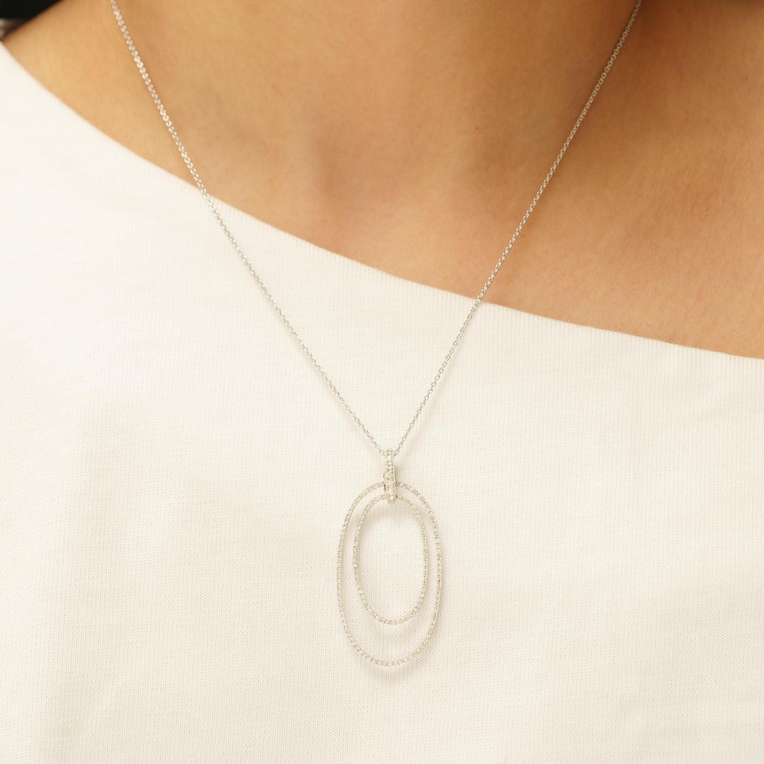 Oval Diamond Pendant, 14k Solid Gold, Natural Diamonds, Layering Loop Necklace, Everyday Necklace, Minimalistic Pendant, Unity Pendant