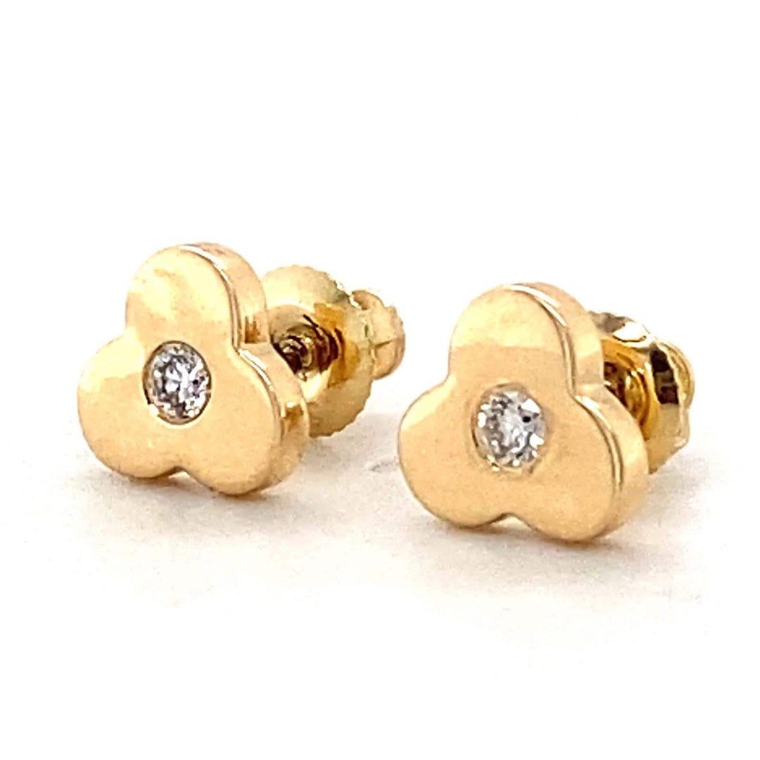 Kids Blossom Diamond Stud Earrings, 14k Solid Gold, Natural Diamonds, Kids Floral Jewelry, Gift for toddlers/girls/kids, Ready To Ship