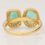 Load image into Gallery viewer, Emerald Gemstone Halo Diamond Ring, 14k Solid Gold, Natural Diamond, Statement Jewelry, Dual Tone Ring, Cocktail Ring, Gift for Her
