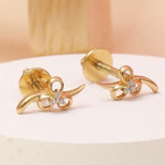 Load image into Gallery viewer, Kids Floral Diamond Stud Earrings, 14k Solid Gold, Natural Diamonds, Kids Swirl Jewelry, Gift for toddlers/girl/kids
