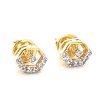 Load image into Gallery viewer, Kids Hexagonal Diamond Stud Earrings, 14k Solid Gold, Natural Diamonds, Geometric Jewelry, Gift for toddlers/girls/kids
