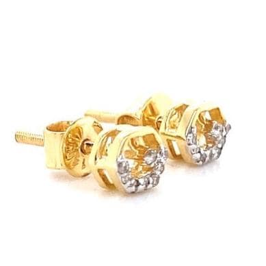 Kids Hexagonal Diamond Stud Earrings, 14k Solid Gold, Natural Diamonds, Geometric Jewelry, Gift for toddlers/girls/kids