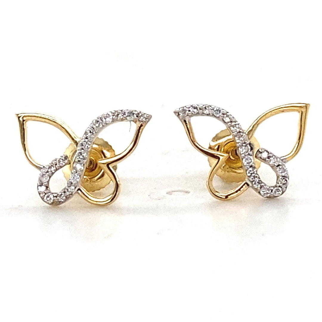 Kids Butterfly Diamond Stud Earrings, 14k Solid Gold, Natural Diamonds,  Open Wing Insect Jewelry, Gift for toddlers/girls, Ready To Ship