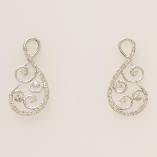 Swirl Natural Diamond Stud Earrings: 14k Solid Gold Everyday Jewelry, IGI Certified, Ready To Ship