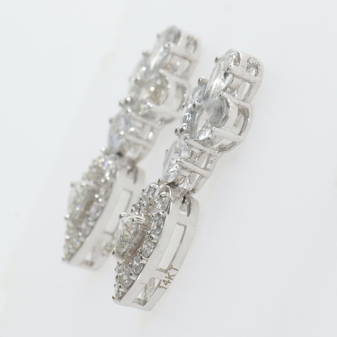 Floral Heart Halo Diamond Studs, 14k Solid Gold, Natural Diamonds, White Sapphire Gemstone Earrings, Statement Jewelry, Bridal Cocktail Stud