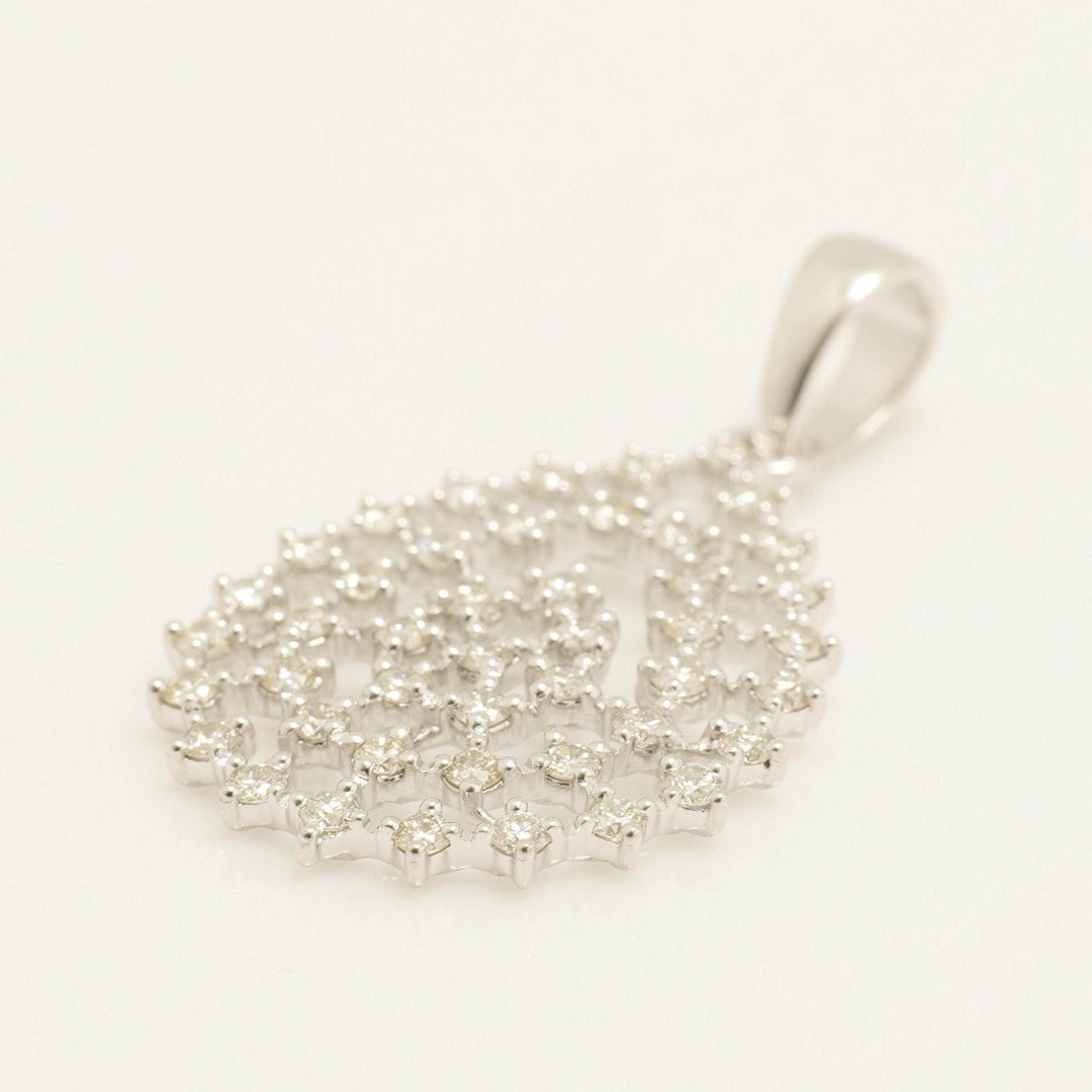 Teardrop Diamond Pendant, 14k Solid Gold, Natural Diamonds, Celestial Statement Necklace, Layering Cocktail Pendant, Floral Lattice Pendant