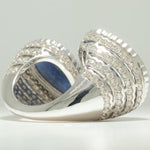 Load image into Gallery viewer, Blue Sapphire Diamond Open Cuff Ring, 14k Solid Gold, Natural Diamonds, Gemstone Ring, Wedding Statement Ring, Ready To Ship, IGI Certified
