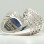 Load image into Gallery viewer, Natural Blue Sapphire &amp; Diamond Open Cuff Ring: 14k Solid Gold Gemstone Cocktail Jewelry, IGI Certified, Ready To Ship
