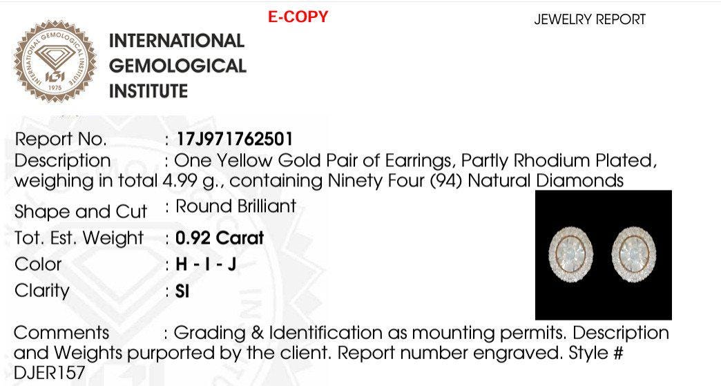 Solitaire Halo Natural Diamond Stud Earring: 18k Solid Gold Statement Studs, IGI Certified, Ready To Ship