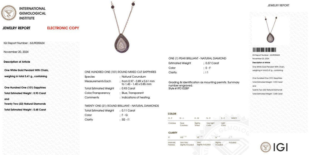 Teardrop Blue Sapphires Halo Diamond Necklace, 14k Solid Gold, Natural Diamonds, Gemstone Stacking Necklace, Ready To Ship, IGI Certified