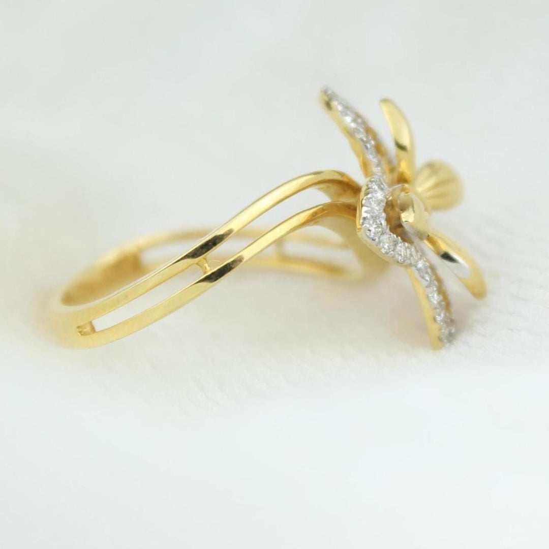 Butterfly Diamond Ring in  14k Solid Gold, Double Toned Ring, Natural Diamonds, Ready To Ship, Women&#39;s Day Gift