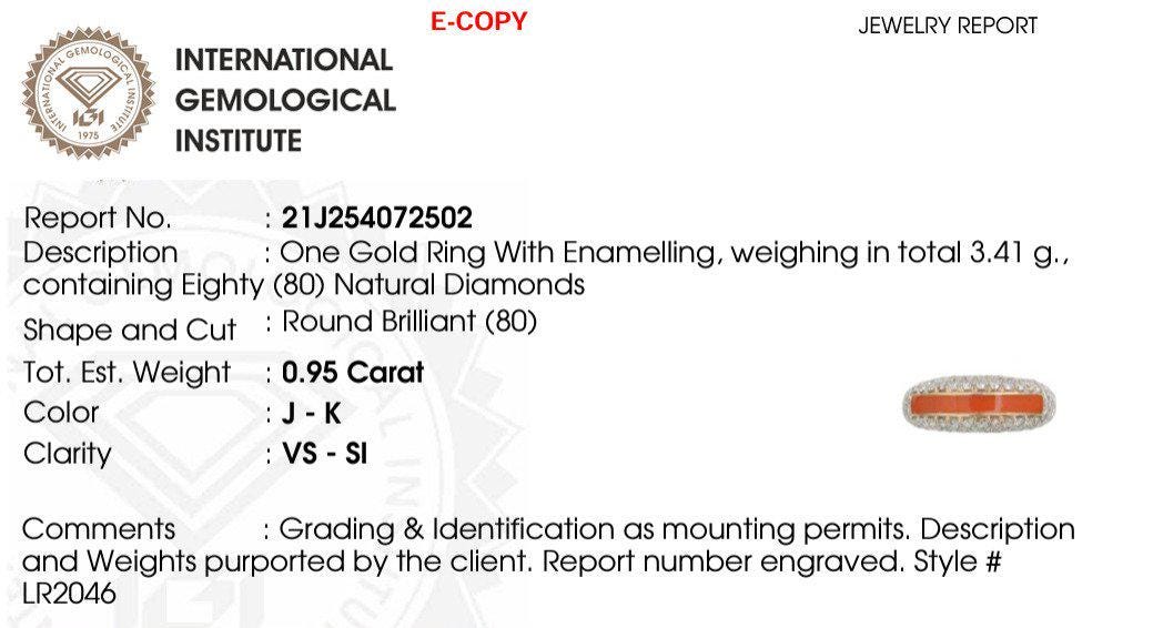 Colored Enamel Natural Diamond Ring: 14k Solid Gold Stackable Band, IGI Certified,  Ready To Ship