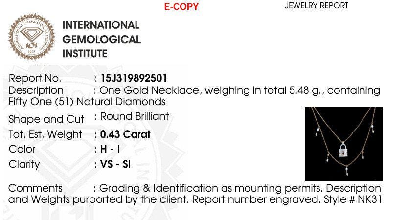 Lock & Key Diamond Necklace, 14k Solid Gold, Natural Diamonds, Dual Tone Charm Layered Stacking Necklace, Ready To Ship, IGI Certified