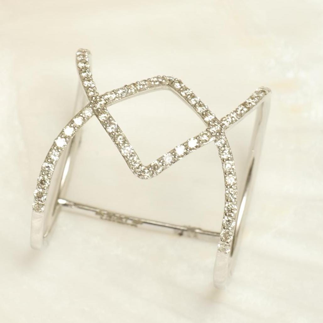 Criss Cross Diamond Ring, 14k Solid Gold, Natural Diamonds, Everyday Wear Jewelry, Ready To Ship, Women&#39;s Day Gift