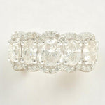 Load image into Gallery viewer, Oval Halo Natural Diamond Band Ring: 14k Solid Gold Eternity Wedding Bridal Jewellery, Certified Jewelry
