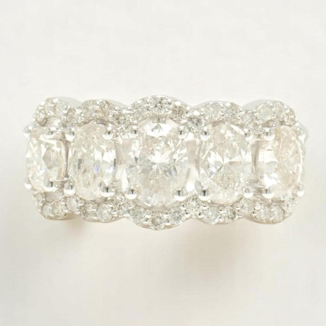 Oval Halo Diamond Band Ring, 14k Solid Gold, Natural Diamonds, Eternity Wedding Band, Statement Bridal Ring, Ready To Ship, IGI Certified