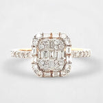 Load image into Gallery viewer, Round &amp; Baguette Diamond Ring in 14k Solid Gold, Illusion Diamond Gold Ring, Natural Diamonds, Ready To Ship, Women&#39;s Day Gift
