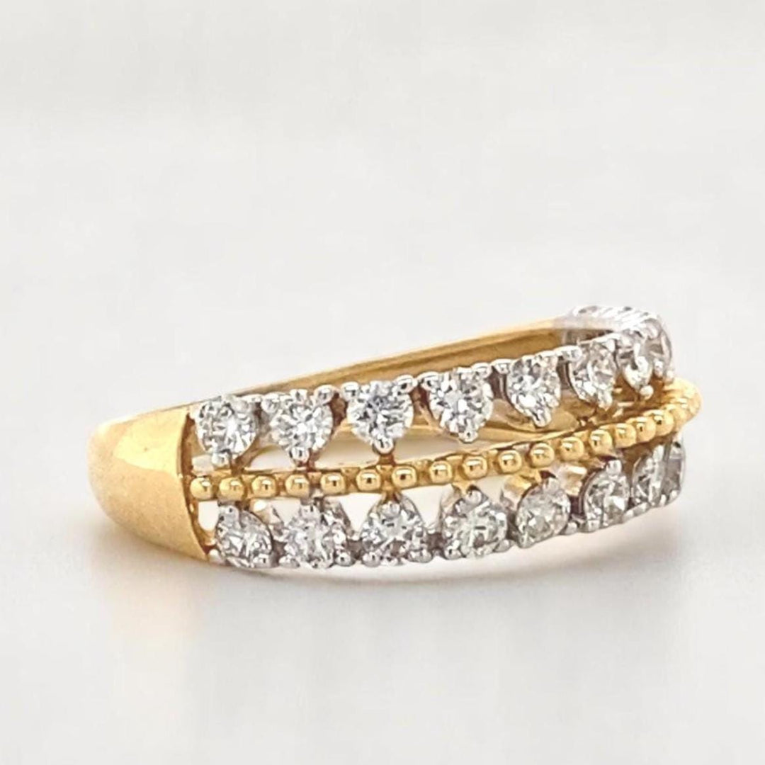 Diamond Ring In 14k Solid Gold, Natural Diamonds, Dual Tone Ring, Ready To Ship, Women&#39;s Day Gift