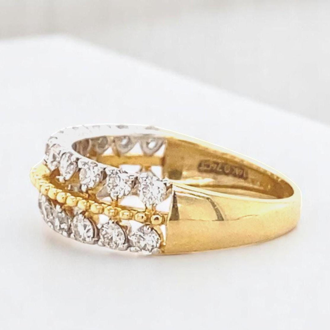 Diamond Ring In 14k Solid Gold, Natural Diamonds, Dual Tone Ring, Ready To Ship, Women&#39;s Day Gift