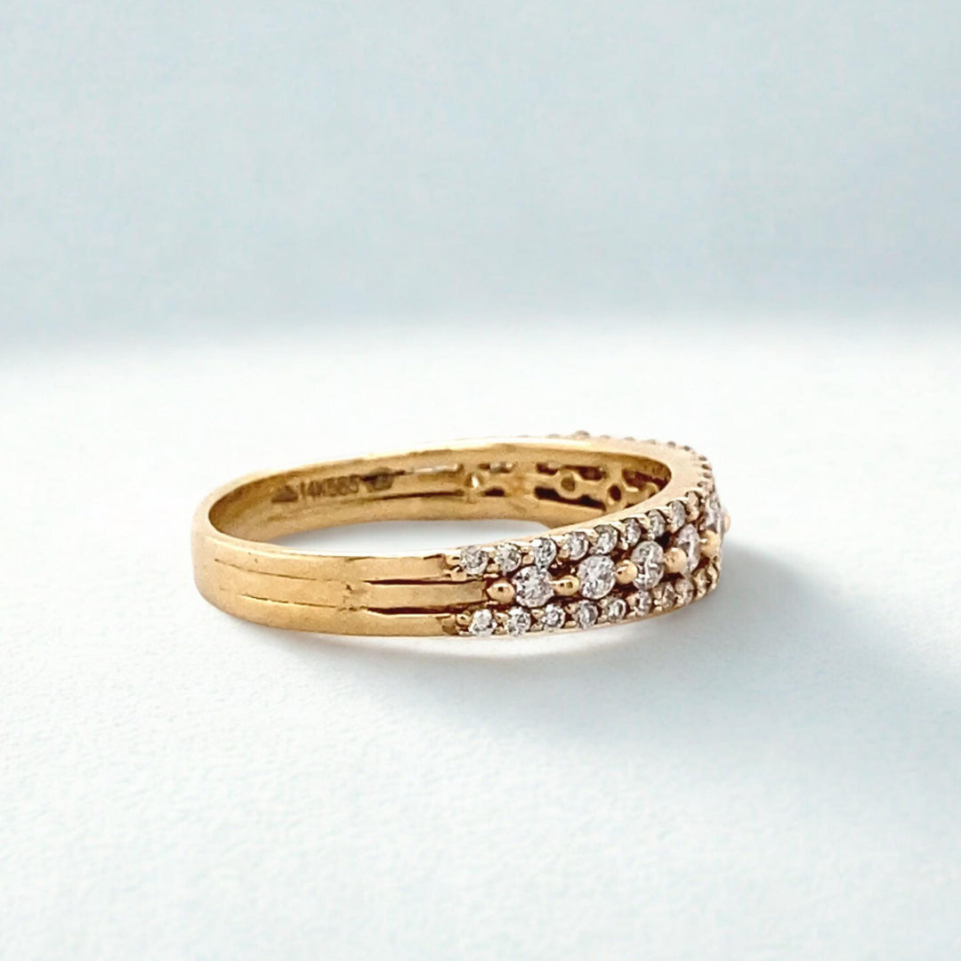 Solitaire Diamond Ring In 14k Solid Gold, Eternity Band With Natural Diamonds, Ready To Ship, Women&#39;s Day Gift