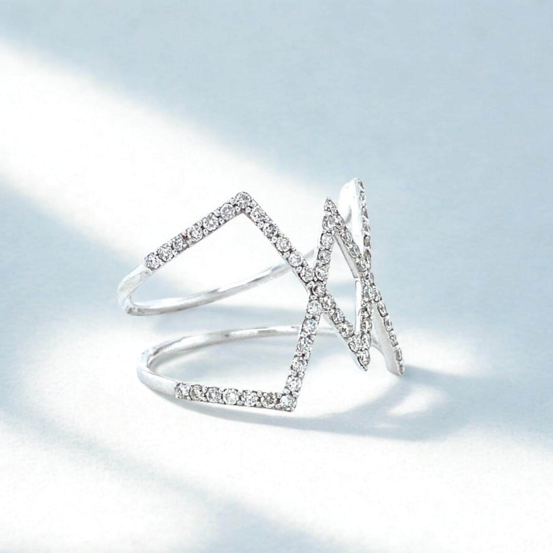 Criss Cross Diamond Ring, 14k Solid Gold, Natural Diamonds, Everyday Wear Jewelry, Ready To Ship, Women&#39;s Day Gift