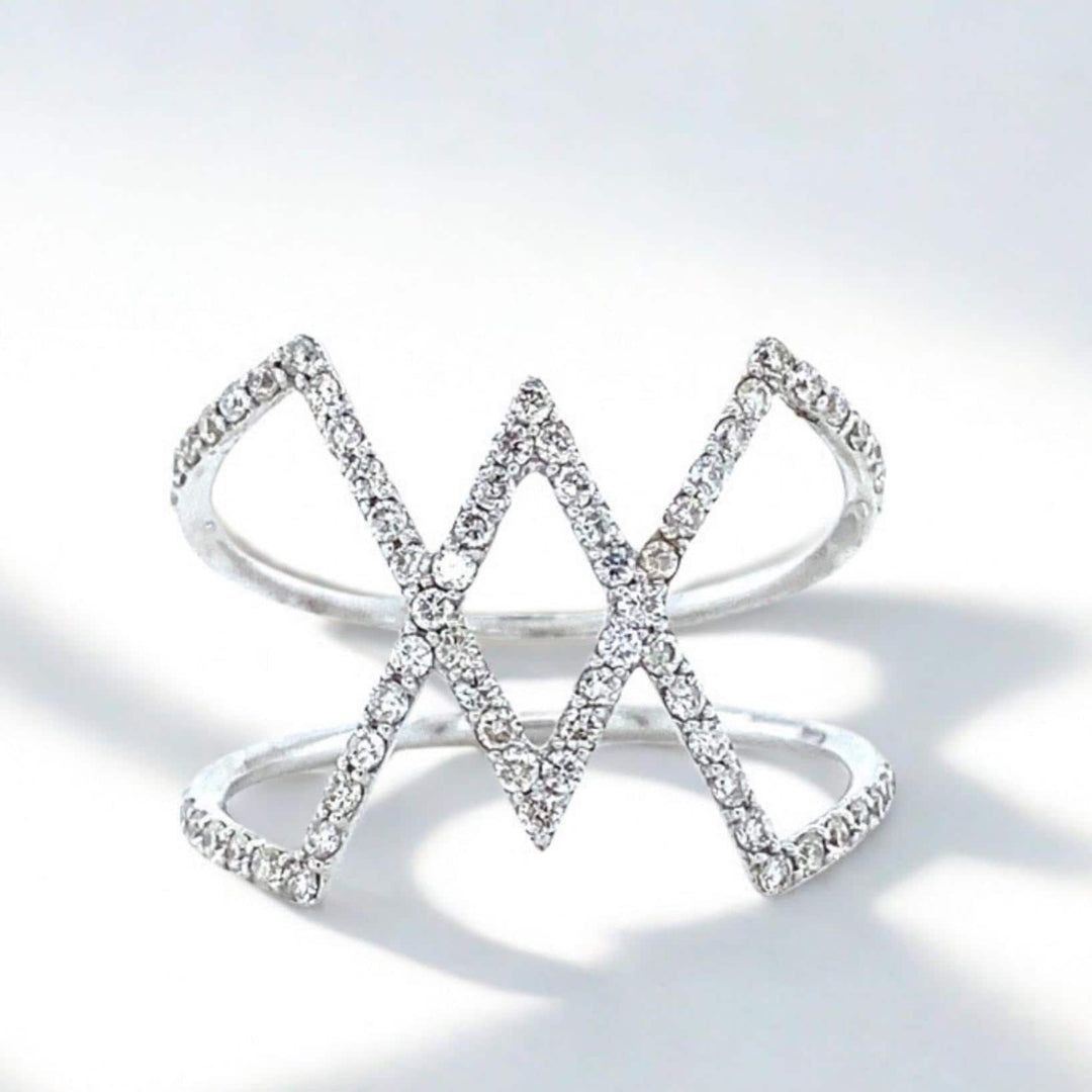 Criss Cross Diamond Ring, 14k Solid Gold, Natural Diamonds, Everyday Wear Jewelry, Ready To Ship, Women&#39;s Day Gift