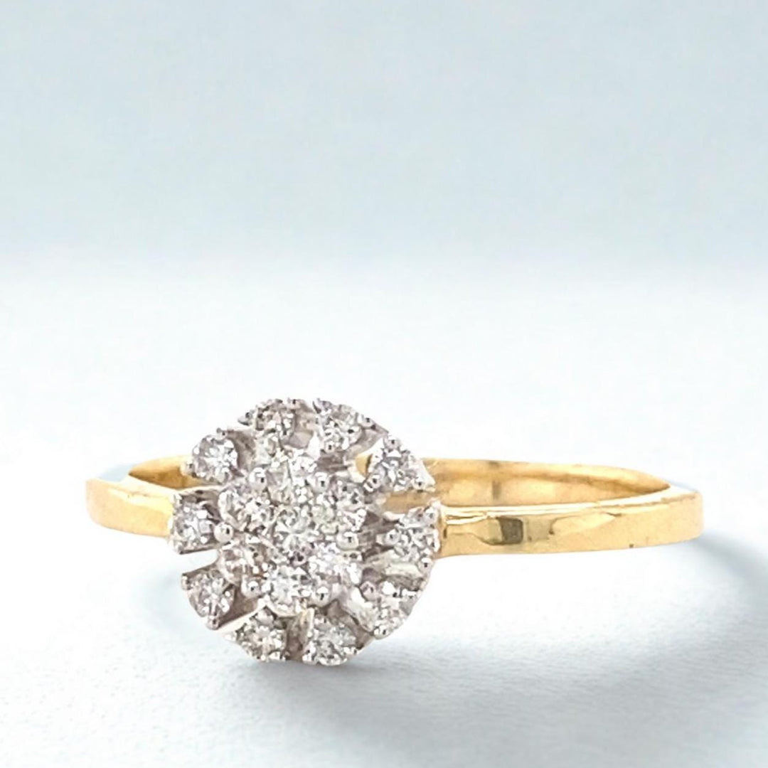 Clustered Diamond Ring In 14k Solid Gold, Natural Diamonds, Dual tone, Ready To Ship, Women&#39;s Day Gift