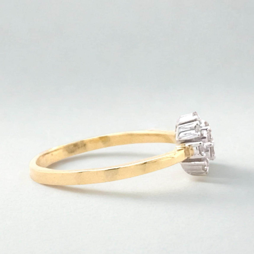 Clustered Diamond Ring In 14k Solid Gold, Natural Diamonds, Dual tone, Ready To Ship, Women&#39;s Day Gift