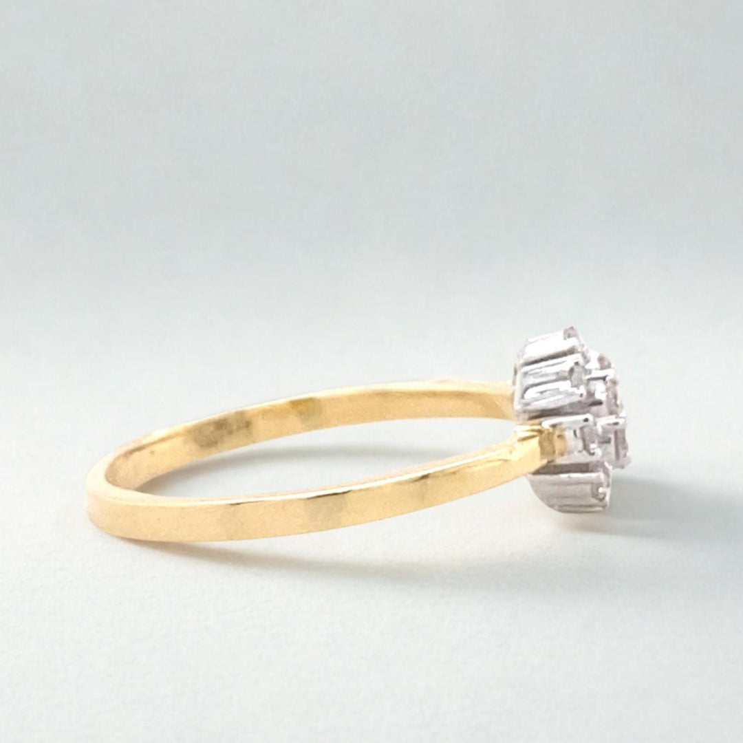 Clustered Diamond Ring In 14k Solid Gold, Natural Diamonds, Dual tone, Ready To Ship, Women&#39;s Day Gift