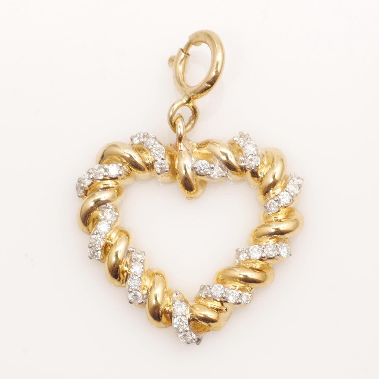 Twisted Heart Natural Diamond Char:, 14k Solid Gold Everyday Stacking Jewellery, Dual Tone Love Necklace, Certified Jewelry, Ready To Ship