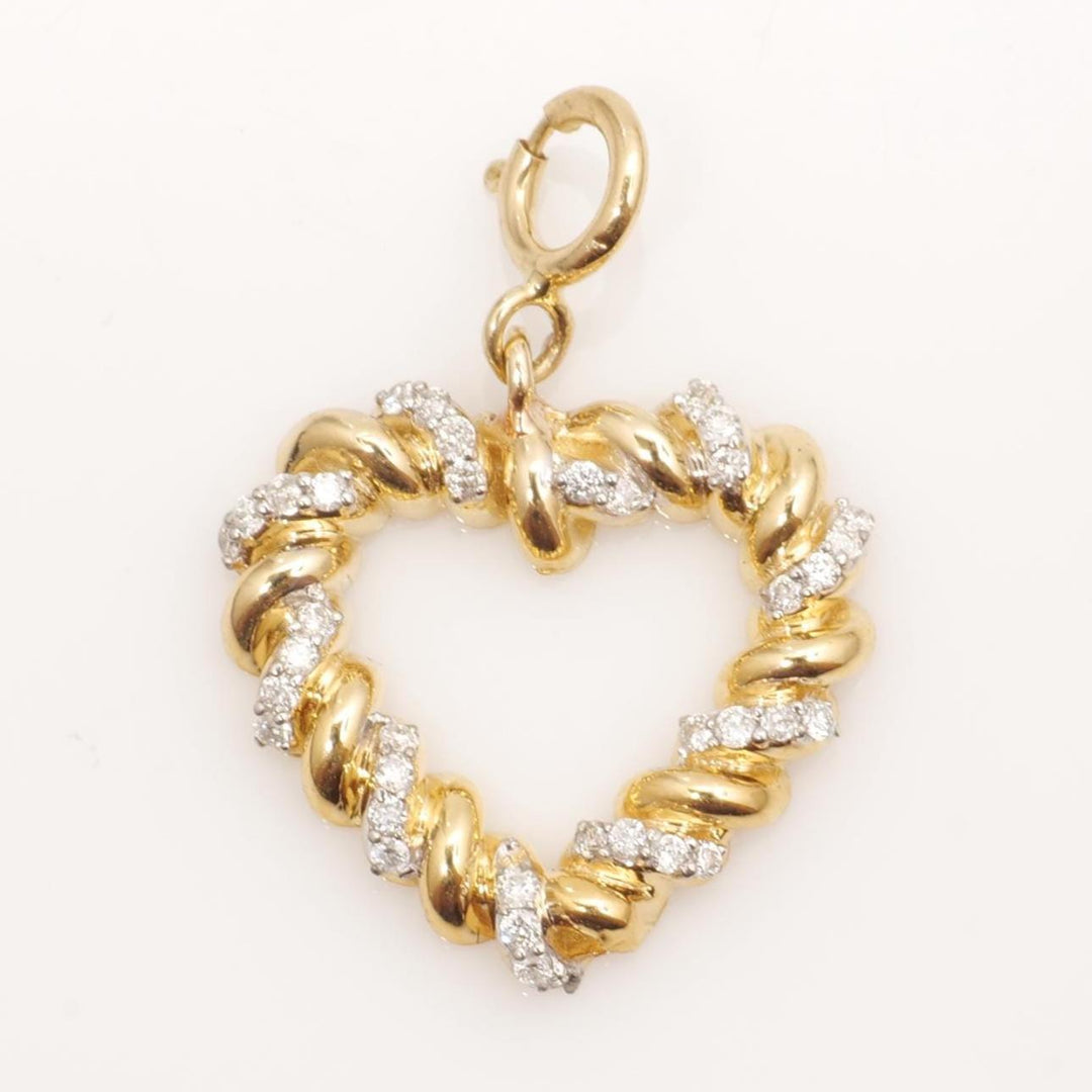 Heart Diamond Charm, 14k Solid Gold, Natural Diamonds, Everyday Staking Jewelry, Dual Tone Love Necklace, Twisted Statement Pendant