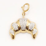Load image into Gallery viewer, Croissant Diamond Charm, 14k Solid Gold, Natural Diamonds, Everyday Layering Jewelry, Two Tone French Food Jewelry, Minimalistic Pendant
