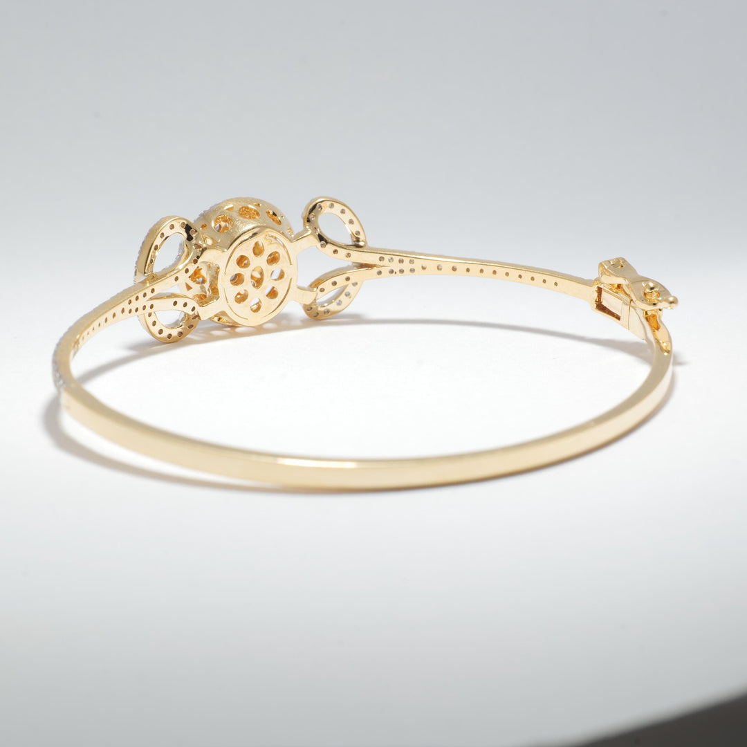 Flower Disc Diamond Bracelet, 14k Solid Gold, Natural Diamonds, Cluster Statement Bangle, Layering Jewelry, Ready To Ship, IGI Certified