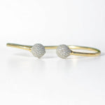 Load image into Gallery viewer, Orbs Natural Diamond Open Cuff Bracelet: 14K Solid Gold Stackable Minimalist Bangle Jewellery, Certified Jewelry
