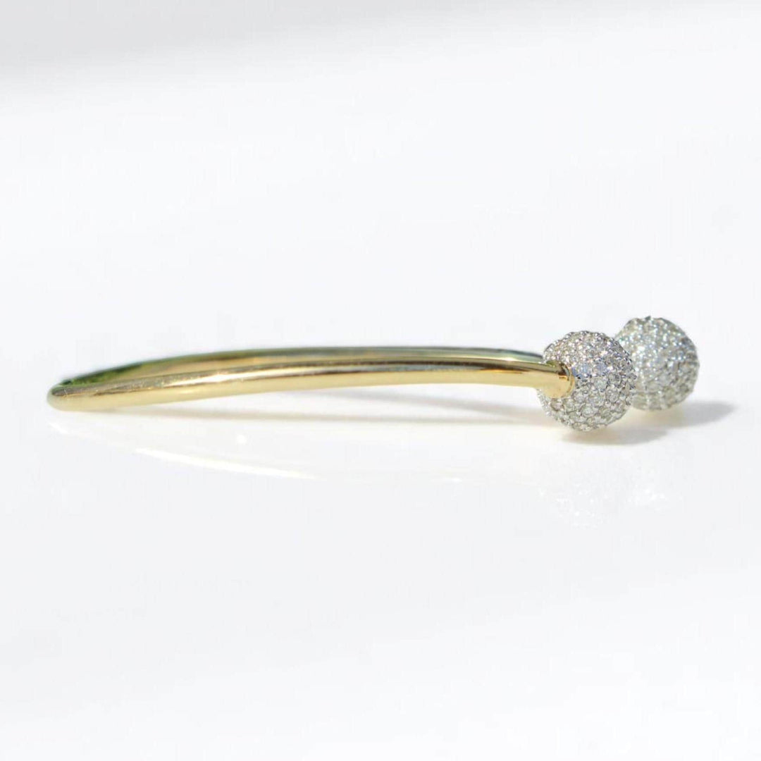 Orbs Diamond Cuff Bracelet, 14K Solid Gold, Natural Diamonds, Open Cuff Bangle, Stackable Minimalist Bracelet, Statement Jewelry