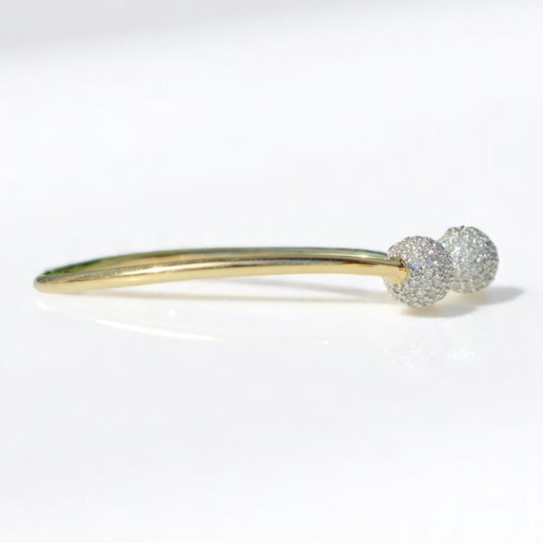 Orbs Diamond Cuff Bracelet, 14K Solid Gold, Natural Diamonds, Open Cuff Bangle, Stackable Minimalist Bracelet, Statement Jewelry