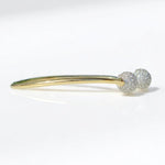 Load image into Gallery viewer, Orbs Natural Diamond Open Cuff Bracelet: 14K Solid Gold Stackable Minimalist Bangle Jewellery, Certified Jewelry
