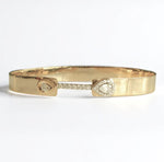 Load image into Gallery viewer, Teardrop Bridge Diamond Bangle, 14k Solid Gold, Natural Diamonds, Statement Halo Bangle, Wedding Bridal Bracelet, Minimal Gold Jewelry
