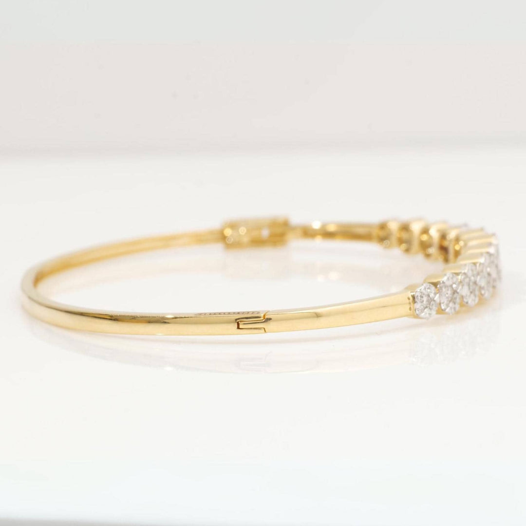 Flower Cluster Cuff Bracelet, 14k Solid Gold, Natural Diamonds, Illusion Stackable Cuff, Statement  Everyday Jewelry