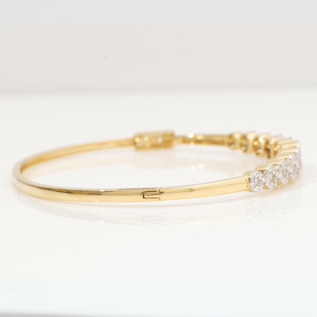 Flower Cluster Cuff Bracelet, 14k Solid Gold, Natural Diamonds, Illusion Stackable Cuff, Statement  Everyday Jewelry
