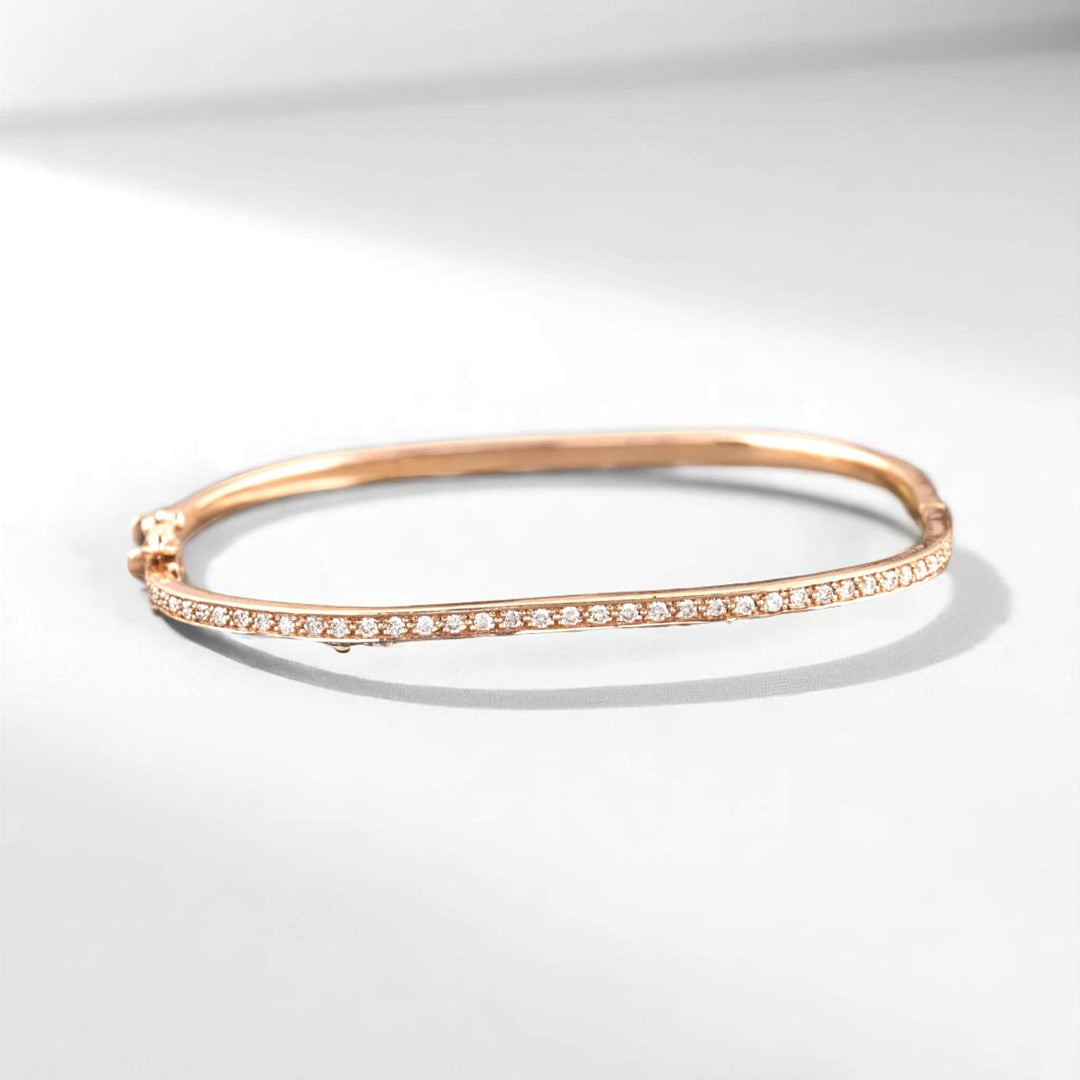 Square Diamond Bangle Bracelet, 14k Solid Gold, Natural diamonds, Trinity Stackable Bracelet, Minimal Gold Pave Jewelry
