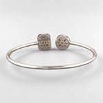 Load image into Gallery viewer, Open Halo Diamond Bracelet, 14k Solid Gold, Natural Diamonds, Geometric Statement Cuff, Stacking Bangle Jewelry, Minimalistic Bracelet
