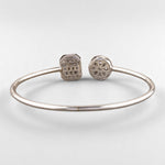 Load image into Gallery viewer, Open Halo Diamond Bracelet, 14k Solid Gold, Natural Diamonds, Geometric Statement Cuff, Stacking Bangle Jewelry, Minimalistic Bracelet
