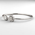 Load image into Gallery viewer, Open Halo Diamond Bracelet, 14k Solid Gold, Natural Diamonds, Geometric Statement Cuff, Stacking Bangle Jewelry, Minimalistic Bracelet
