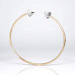 Load image into Gallery viewer, Cone End Diamond Bracelet, 14K Solid Gold, Natural Diamonds, Dual Tone Open Cuff, Geometric Statement Bracelet, Minimalist Stacking Jewelry
