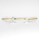 Load image into Gallery viewer, Cone End Natural Diamond Minimalistic Stacking Bracelet: 14K Solid Gold Dual Tone Geometric Open Cuff Jewellery, Certified Jewelry
