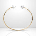 Load image into Gallery viewer, Cone End Diamond Bracelet, 14K Solid Gold, Natural Diamonds, Dual Tone Open Cuff, Geometric Statement Bracelet, Minimalist Stacking Jewelry
