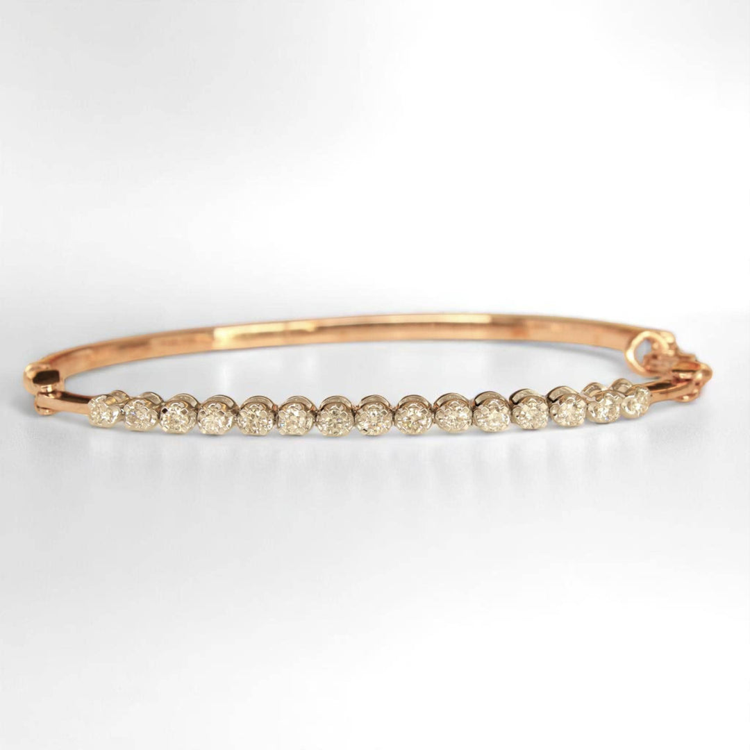 Half Eternity Diamond Bracelet, 14k Solid Gold, Diamond, Natural Diamonds, Stackable Statement Bracelet, Everyday Minimalistic Jewelry