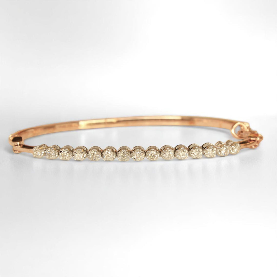 Half Eternity Diamond Bracelet, 14k Solid Gold, Diamond, Natural Diamonds, Stackable Statement Bracelet, Everyday Minimalistic Jewelry