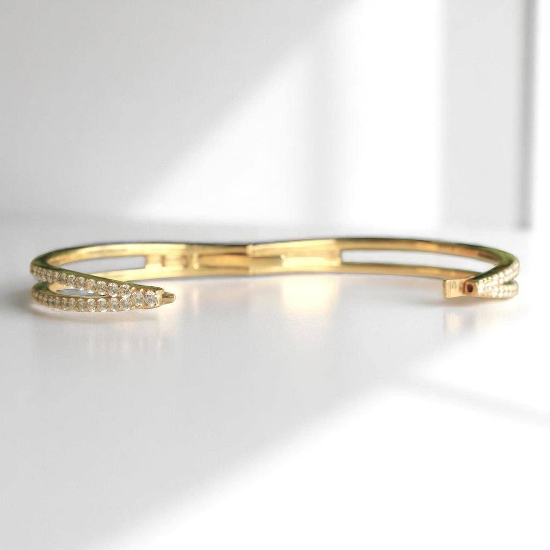 Crossover Diamond Bracelet, 14k Solid Gold, Natural Diamonds, Gold Stackable Bangle, Statement Jewelry, Wide Cocktail Bracelet